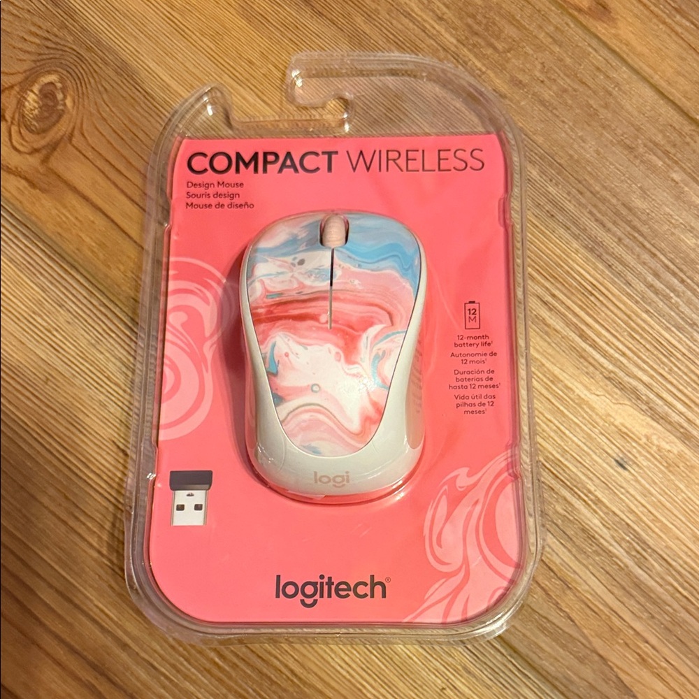 Logitech Wireless Mouse - Pink and Blue Marble